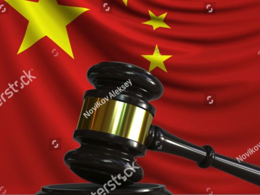 Chinese flag and gavel