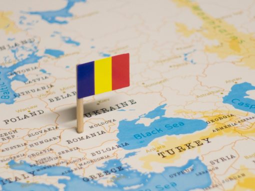 Romanian flag on map