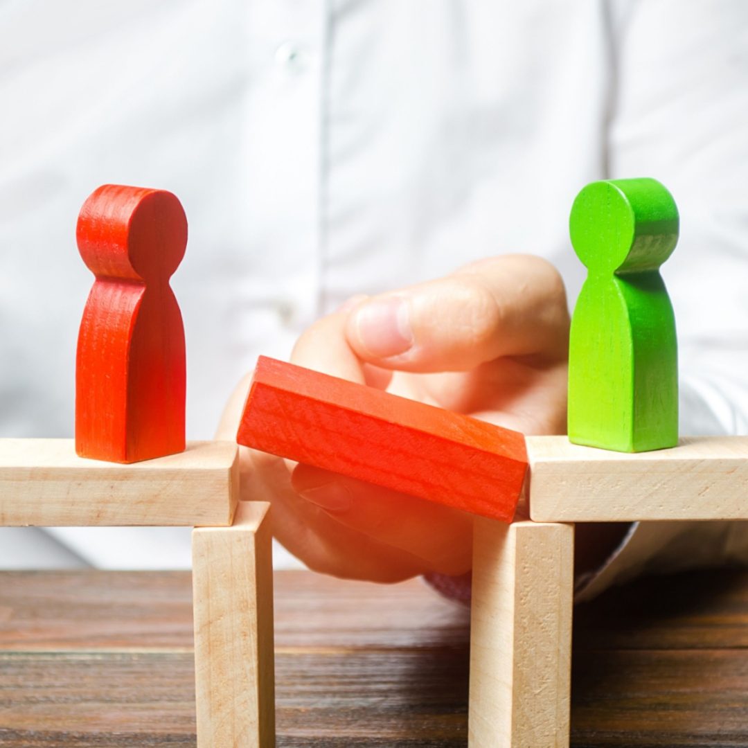 wooden blocks acting as opponents