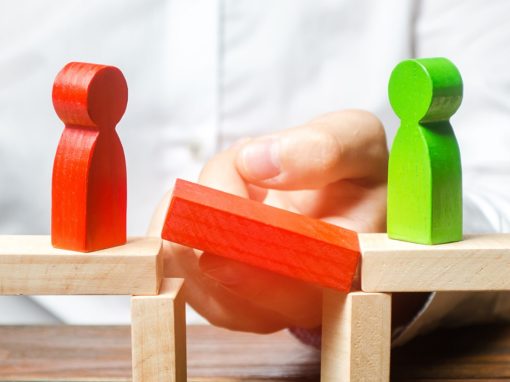 wooden blocks acting as opponents