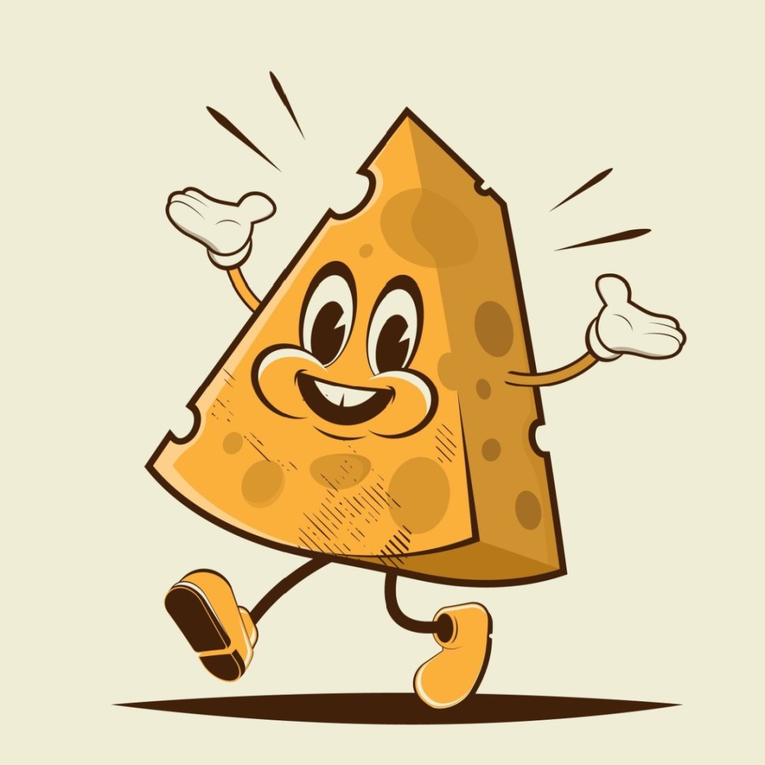 cartoon of smiling cheese block