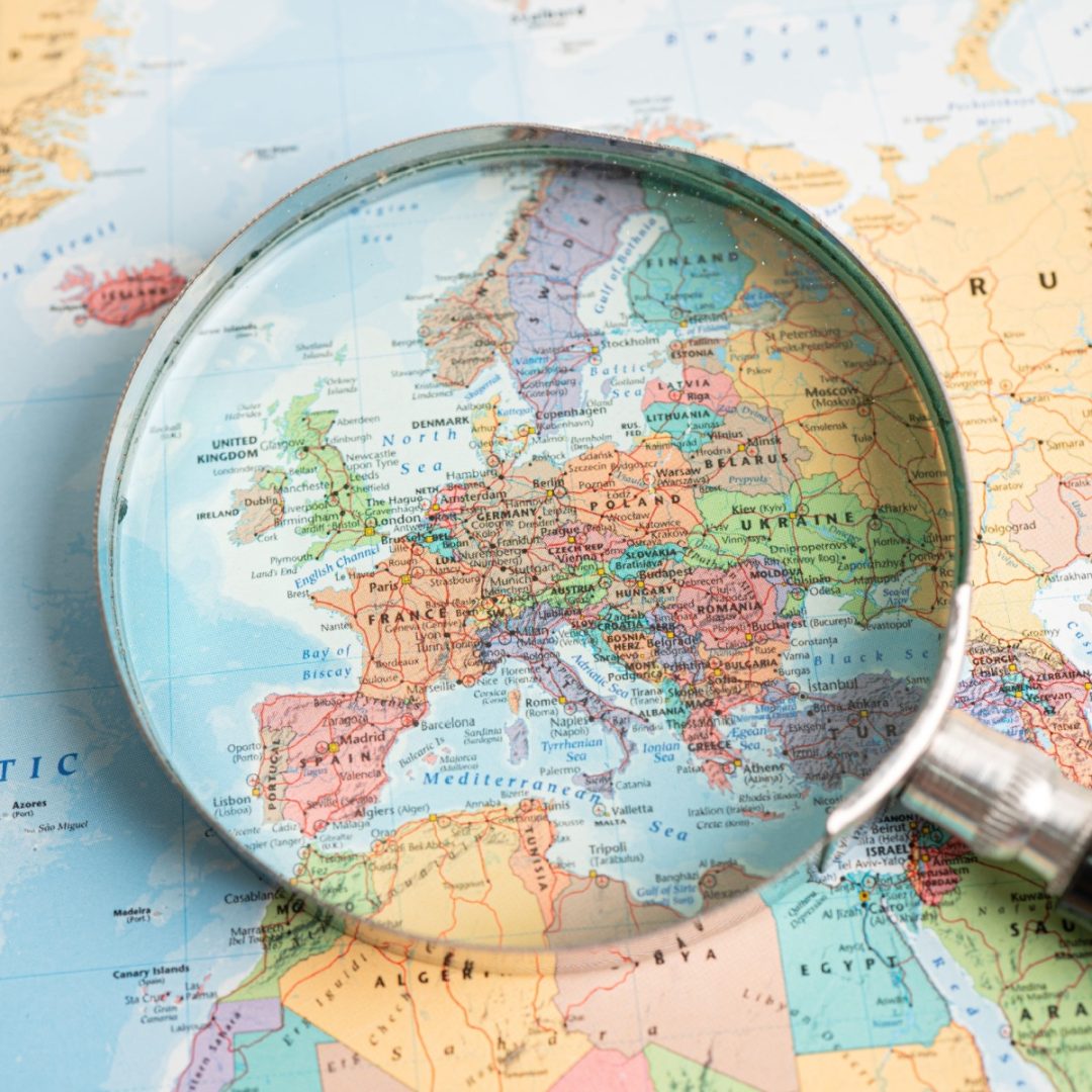 Magnifying glass on Europe